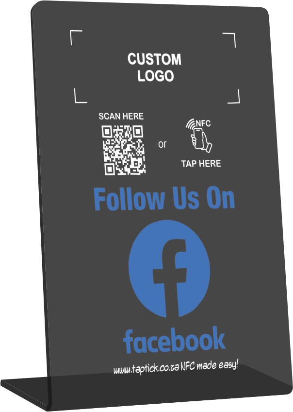 Custom Facebook NFC Stand With A QR Code Scan Link