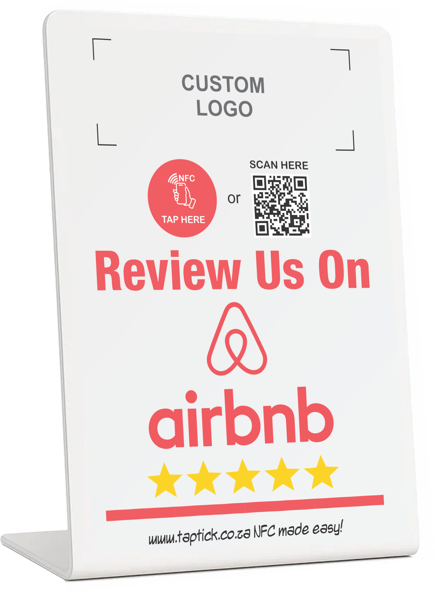 Custom Airbnb NFC Stand With A QR Code Scan Link