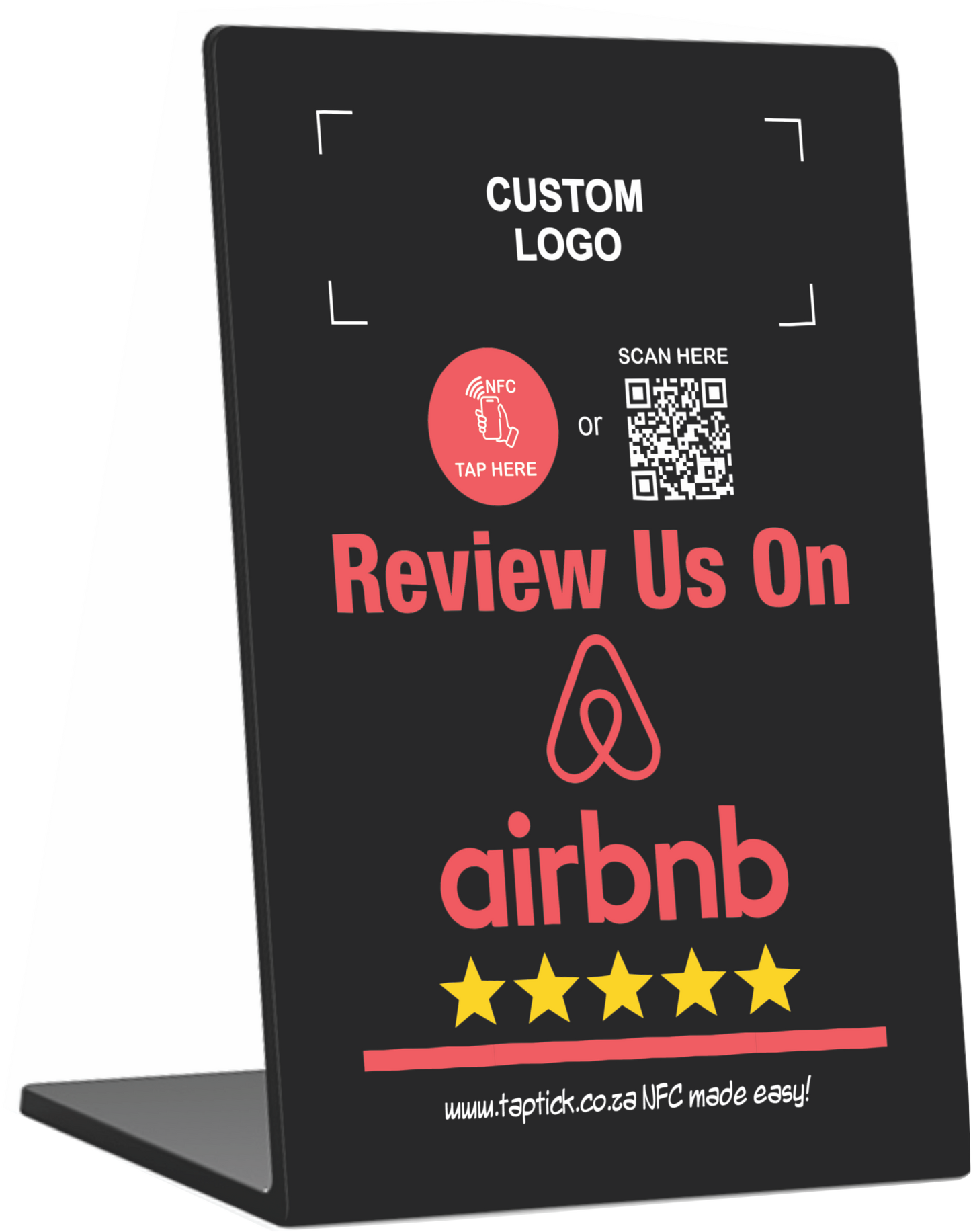 Custom Airbnb NFC Stand With A QR Code Scan Link