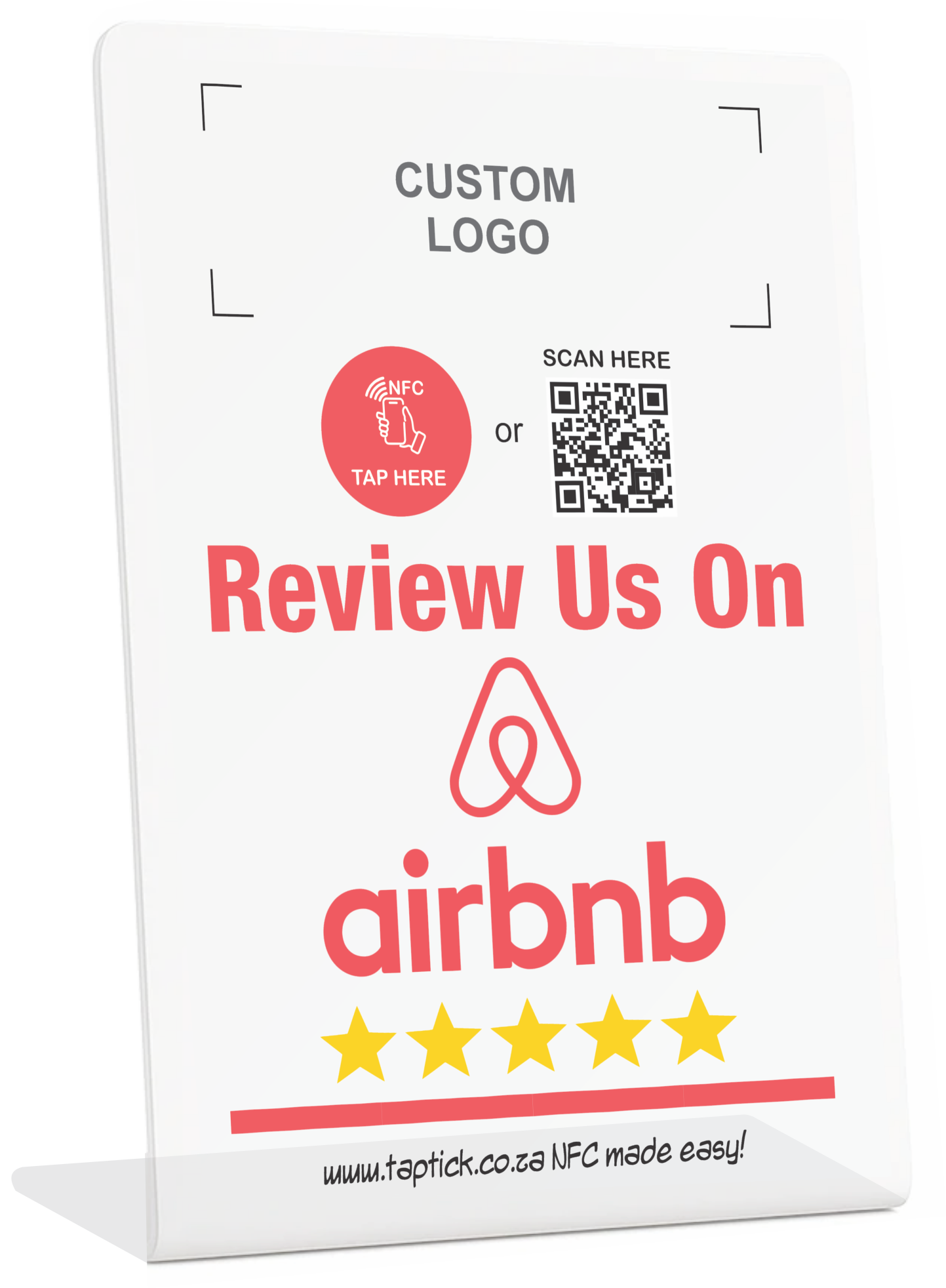 Custom Airbnb NFC Stand With A QR Code Scan Link