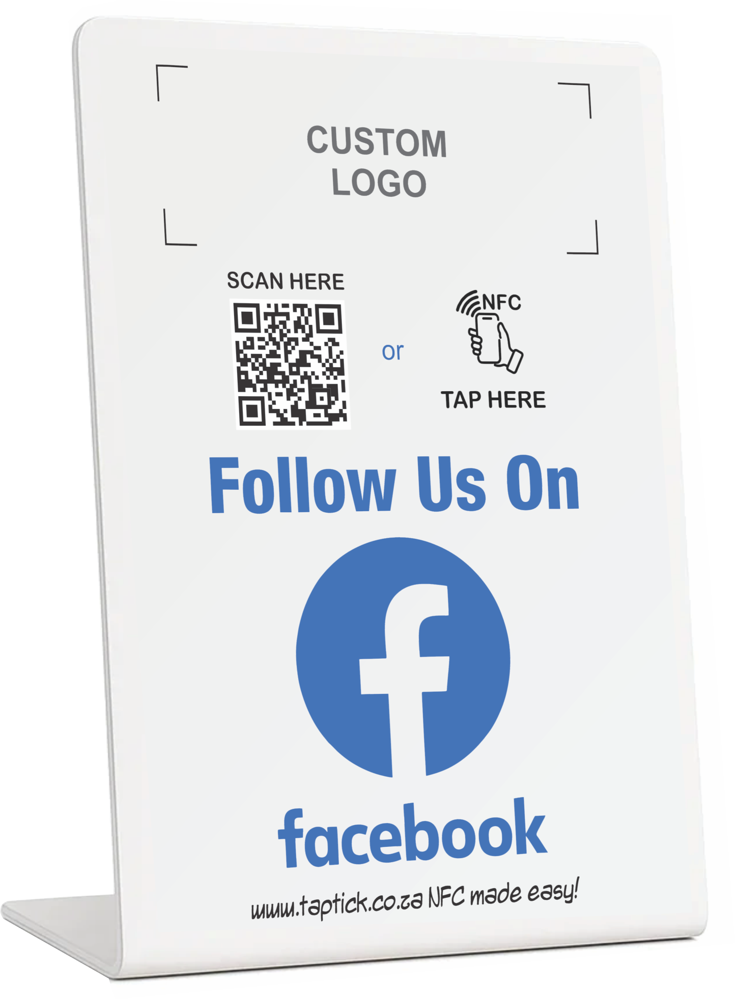 Custom Facebook NFC Stand With A QR Code Scan Link
