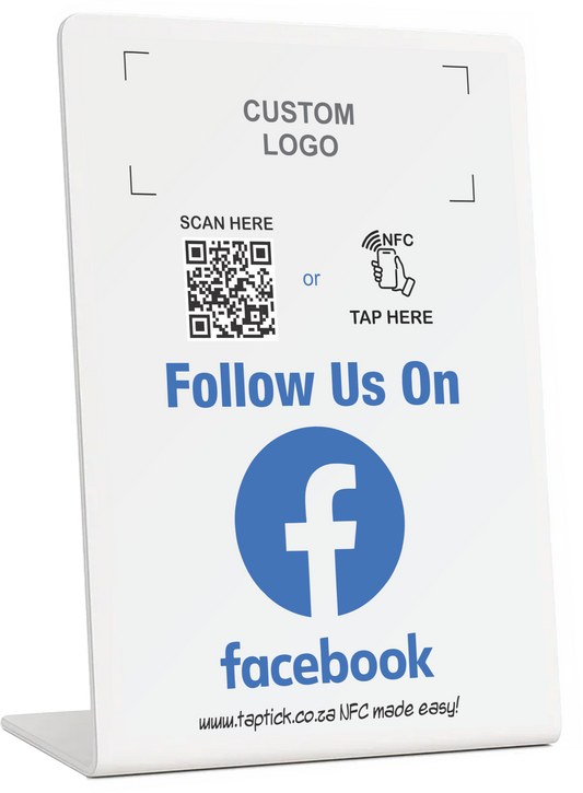 Custom Facebook NFC Stand With A QR Code Scan Link