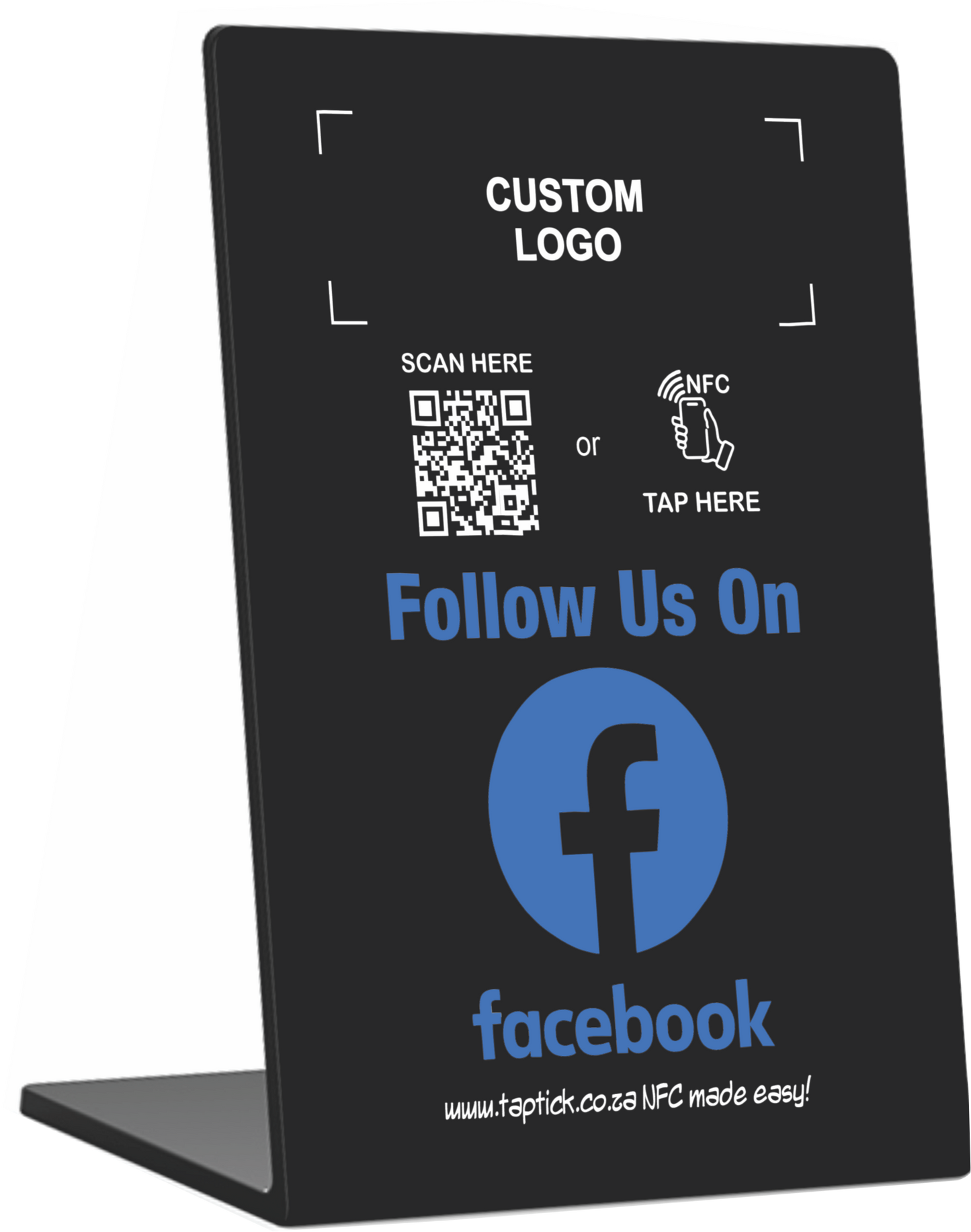 Custom Facebook NFC Stand With A QR Code Scan Link