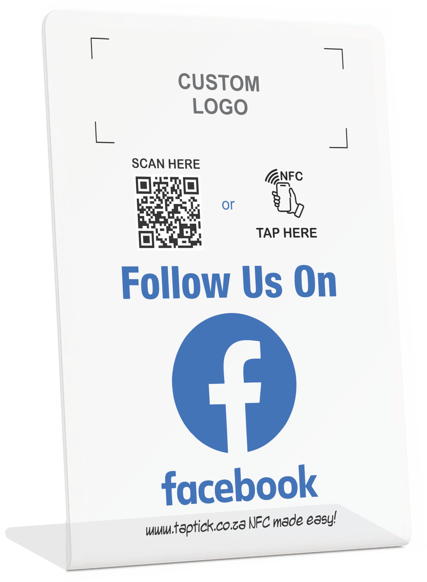 Custom Facebook NFC Stand With A QR Code Scan Link