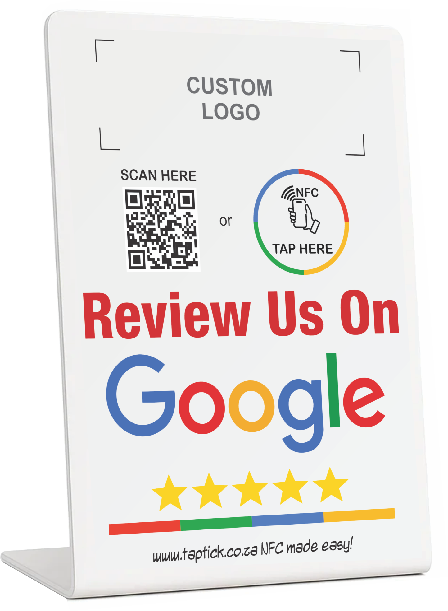 Custom Google Review NFC Stand With A QR Code Scan Link