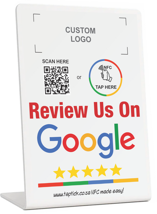 Custom Google Review NFC Stand With A QR Code Scan Link