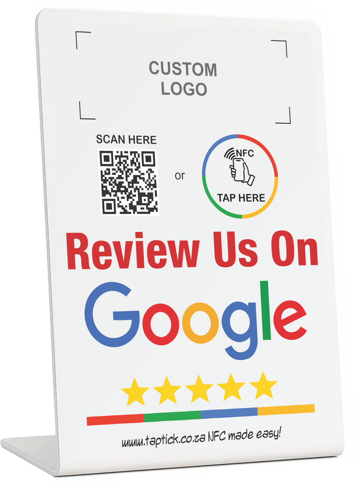 Custom Google Review NFC Stand With A QR Code Scan Link – Taptick