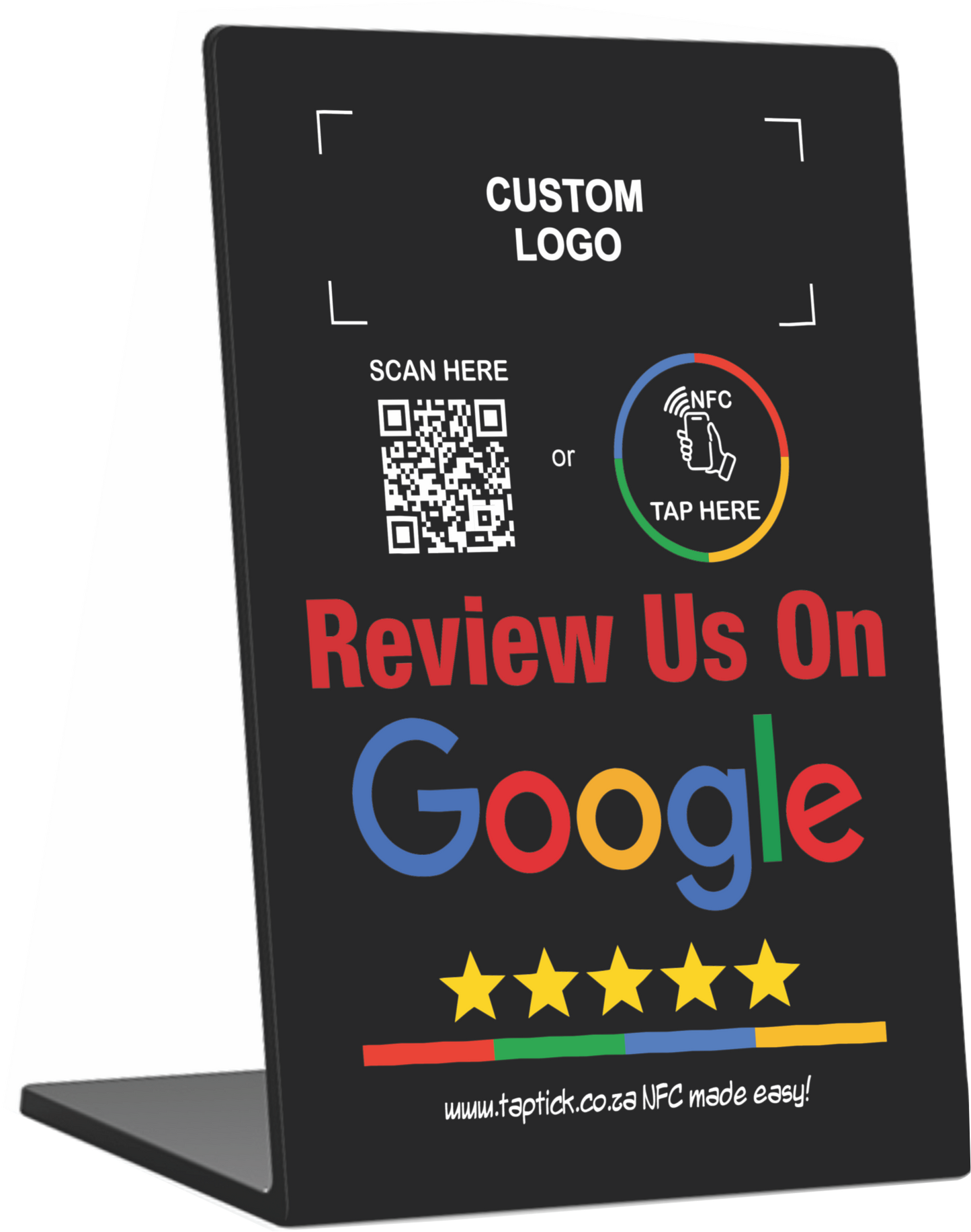 Custom Google Review NFC Stand With A QR Code Scan Link