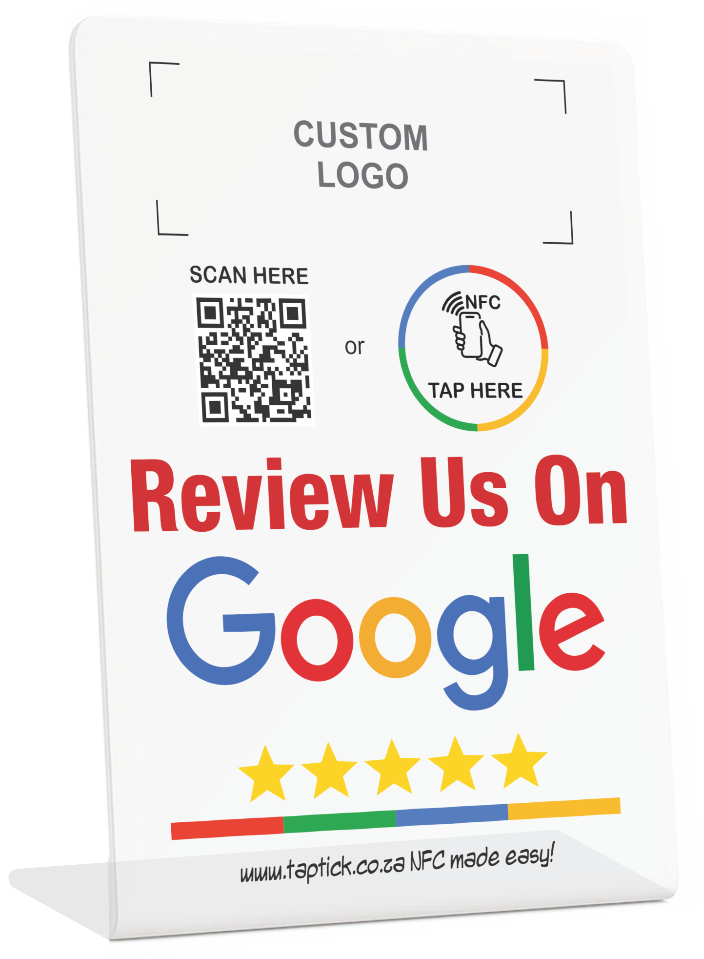 Custom Google Review NFC Stand With A QR Code Scan Link