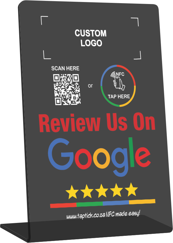Custom Google Review NFC Stand With A QR Code Scan Link