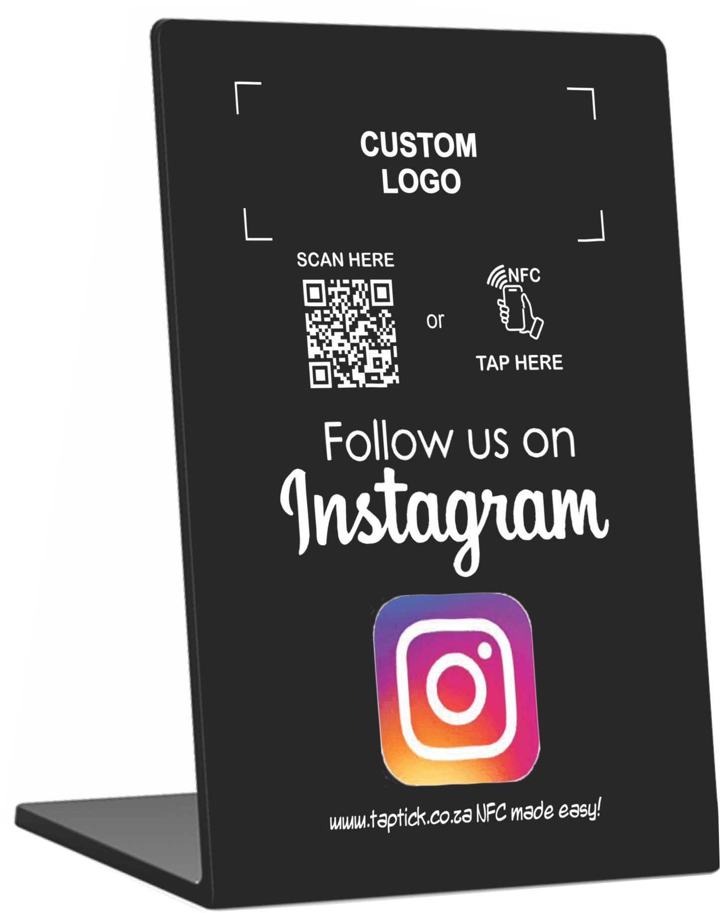 Custom Instagram NFC Stand With A QR Code Scan Link