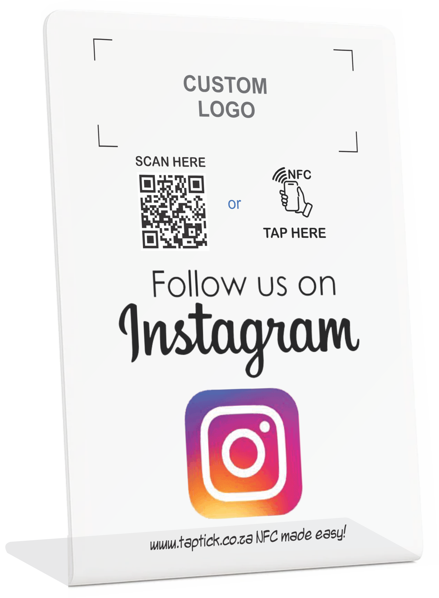 Custom Instagram NFC Stand With A QR Code Scan Link