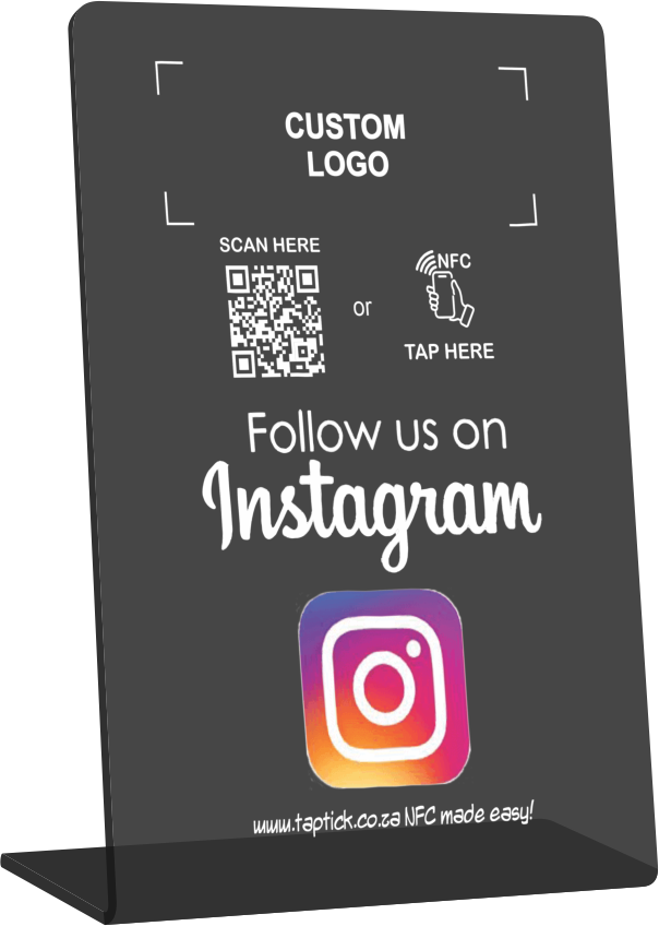 Custom Instagram NFC Stand With A QR Code Scan Link