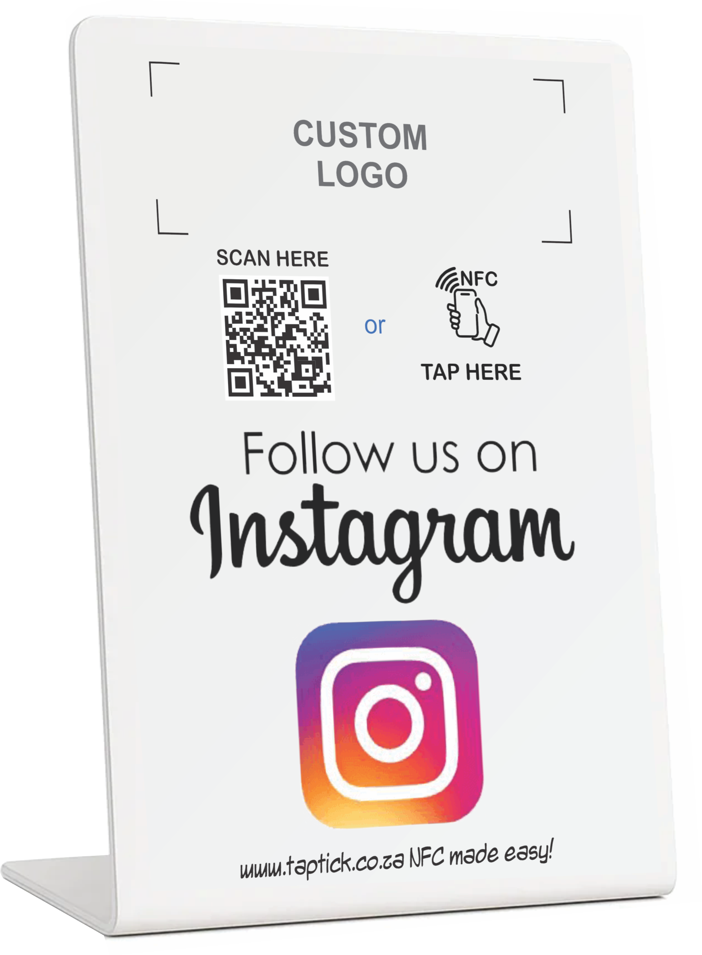 Custom Instagram NFC Stand With A QR Code Scan Link