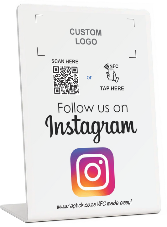Custom Instagram NFC Stand With A QR Code Scan Link
